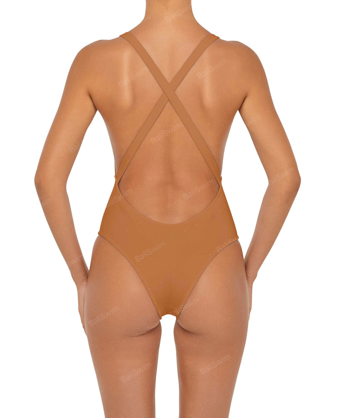 BSWS-S54 Plunge Neck Criss Cross One Piece