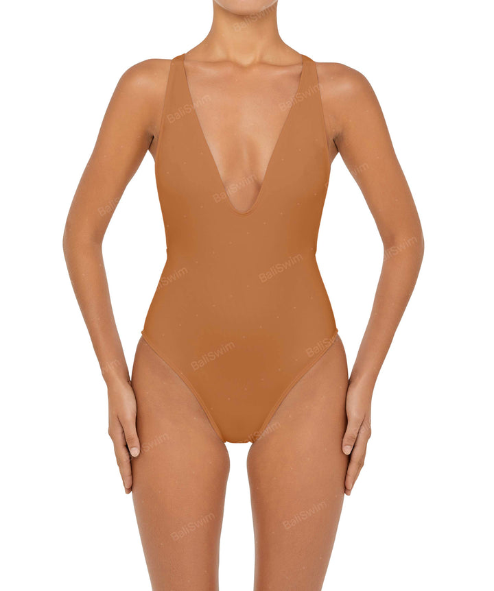BSWS-S54 Plunge Neck Criss Cross One Piece
