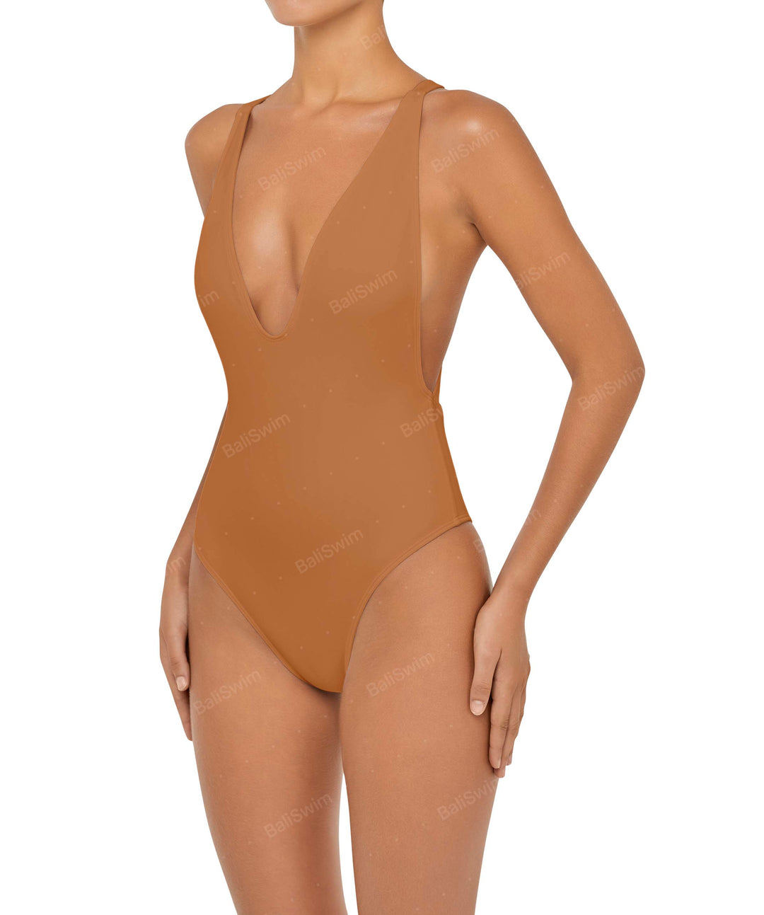 BSWS-S54 Plunge Neck Criss Cross One Piece