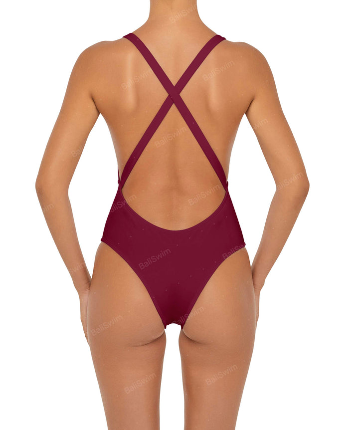 BSWS-S54 Plunge Neck Criss Cross One Piece