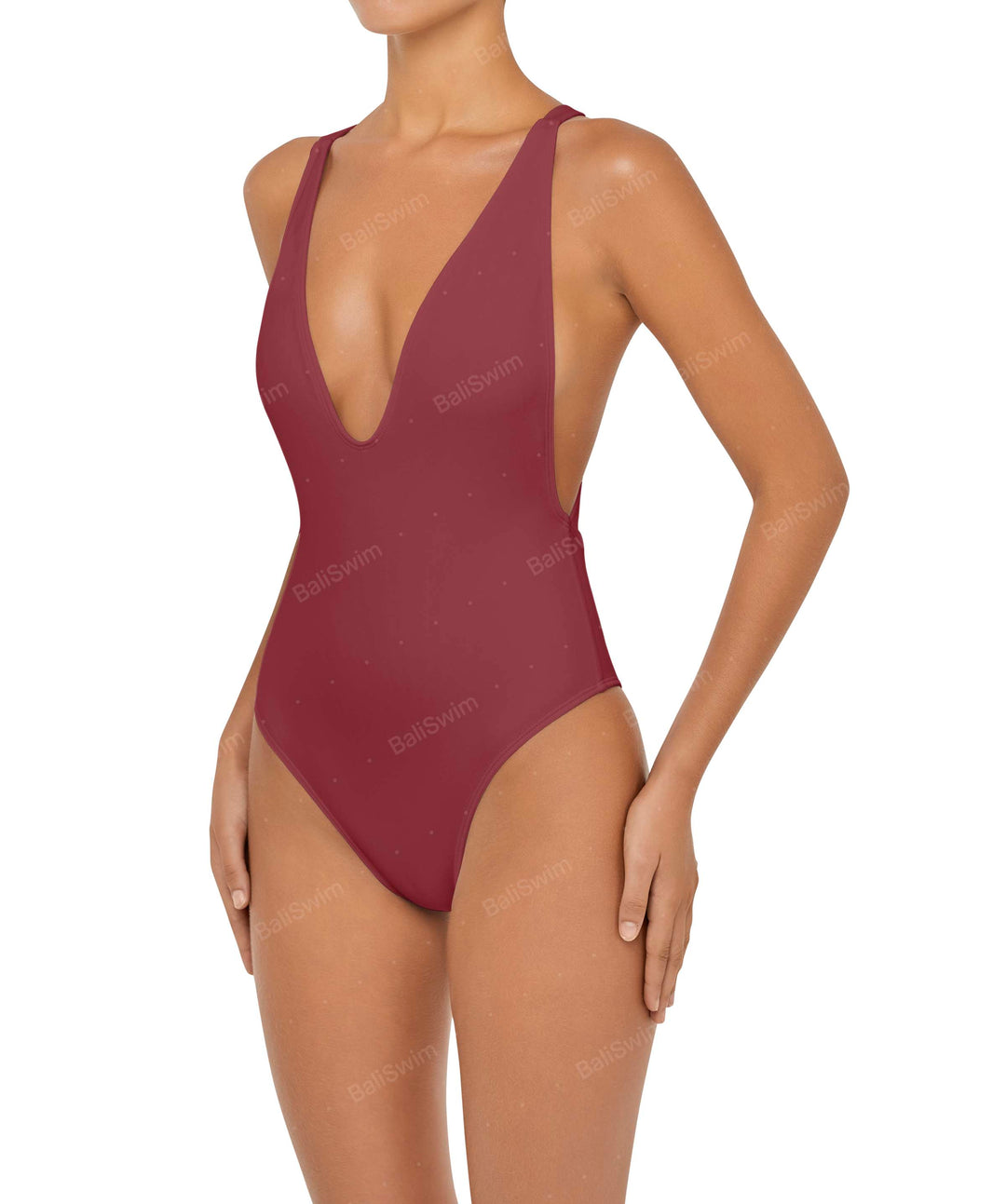 BSWS-S54 Plunge Neck Criss Cross One Piece