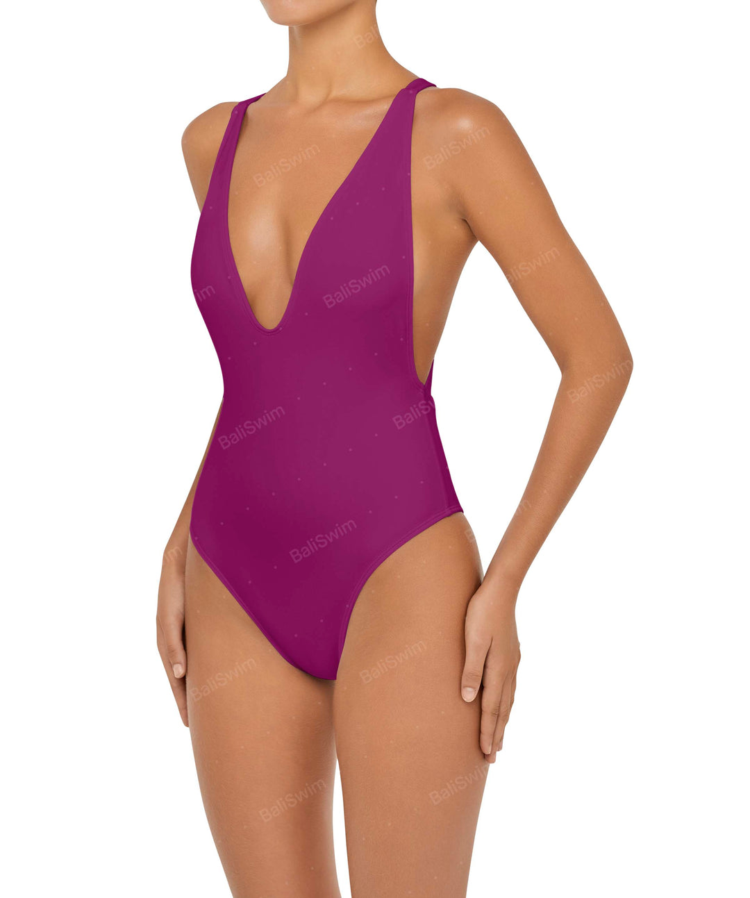 BSWS-S54 Plunge Neck Criss Cross One Piece