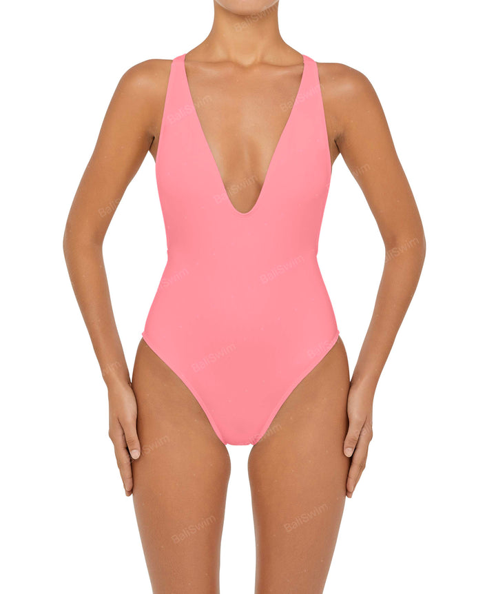 BSWS-S54 Plunge Neck Criss Cross One Piece