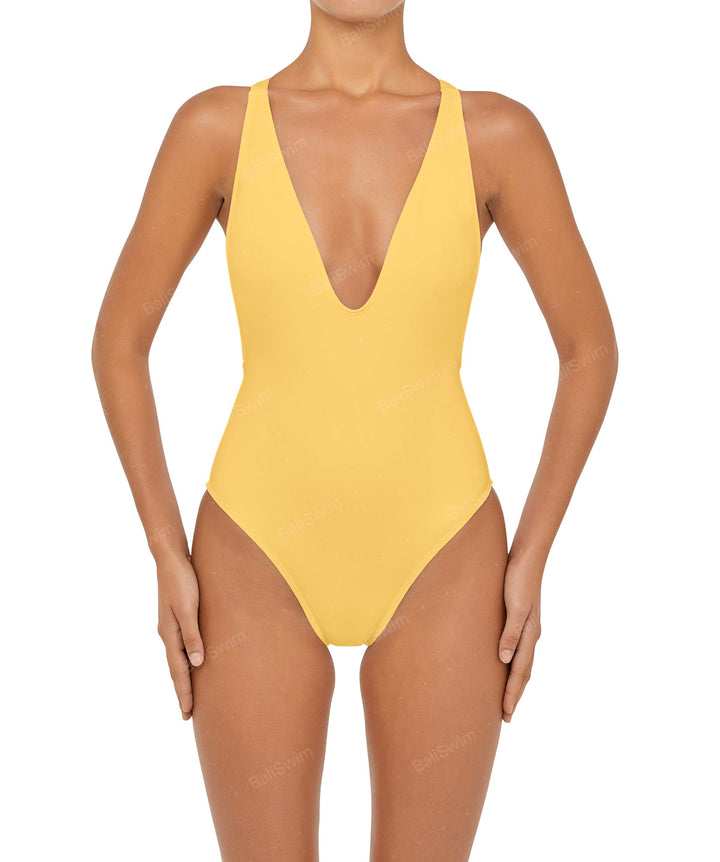 BSWS-S54 Plunge Neck Criss Cross One Piece