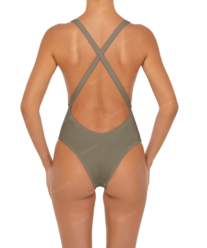 BSWS-S54 Plunge Neck Criss Cross One Piece