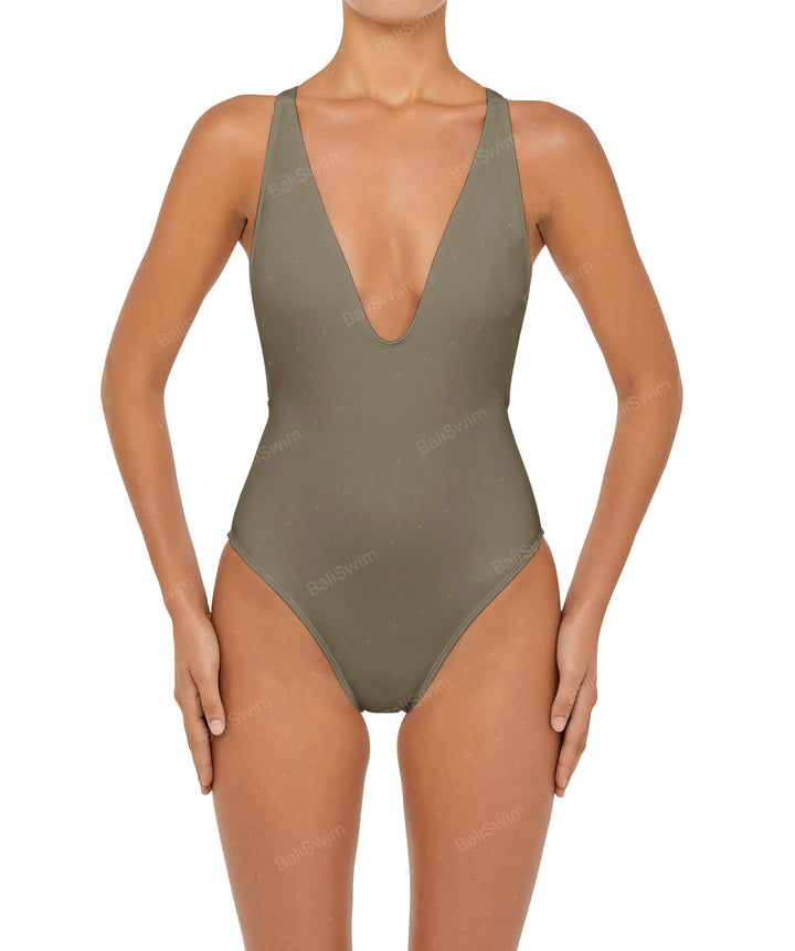 BSWS-S54 Plunge Neck Criss Cross One Piece