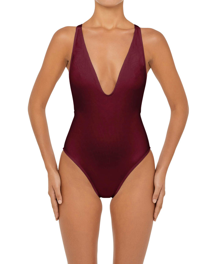 BSWS-S54 Plunge Neck Criss Cross One Piece