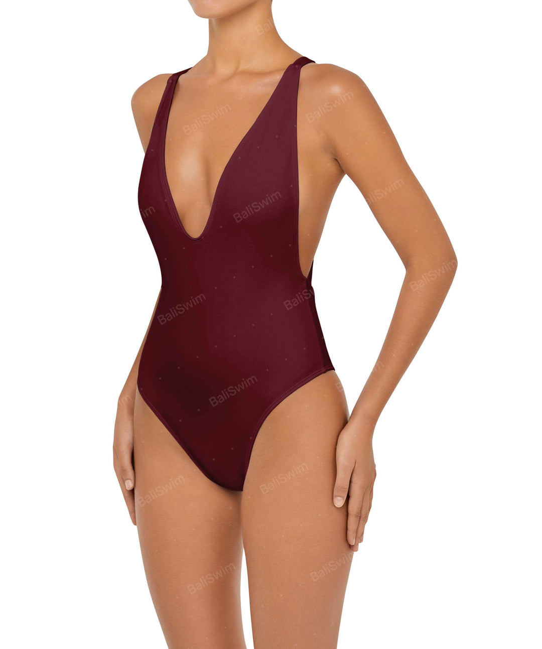 BSWS-S54 Plunge Neck Criss Cross One Piece