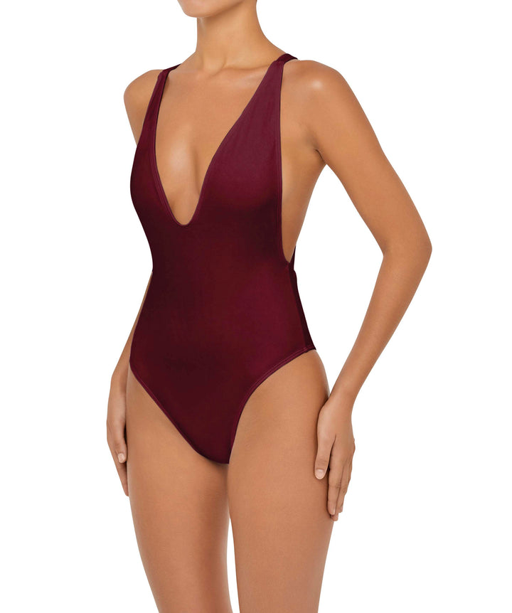 BSWS-S54 Plunge Neck Criss Cross One Piece