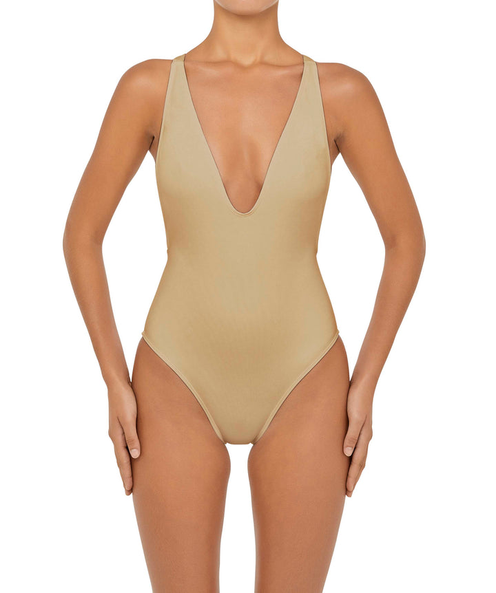 BSWS-S54 Plunge Neck Criss Cross One Piece