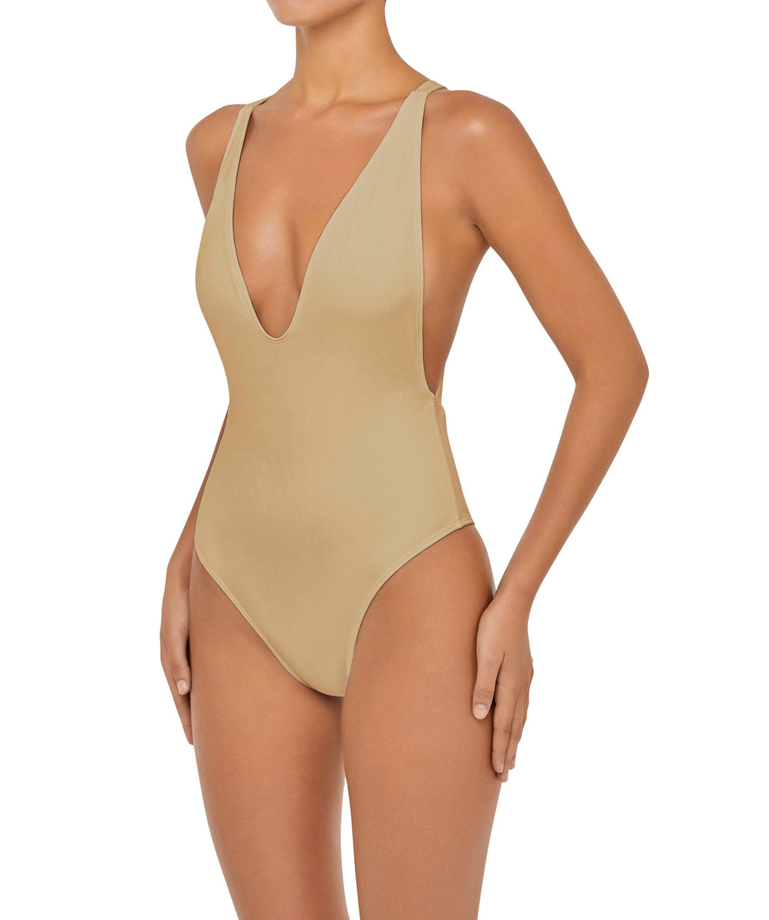 BSWS-S54 Plunge Neck Criss Cross One Piece