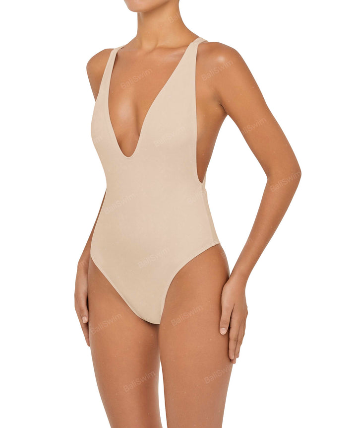 BSWS-S54 Plunge Neck Criss Cross One Piece