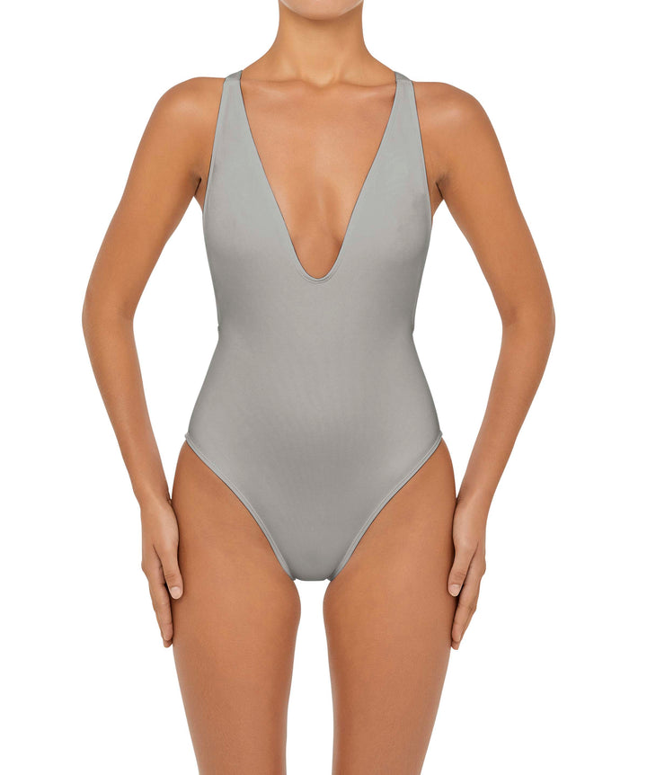 BSWS-S54 Plunge Neck Criss Cross One Piece