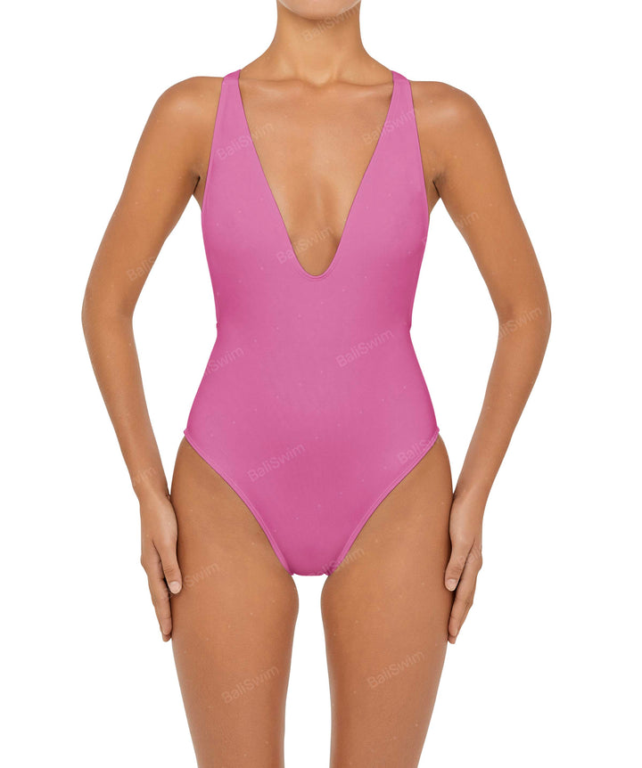 BSWS-S54 Plunge Neck Criss Cross One Piece