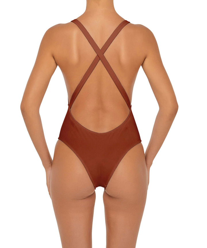 BSWS-S54 Plunge Neck Criss Cross One Piece