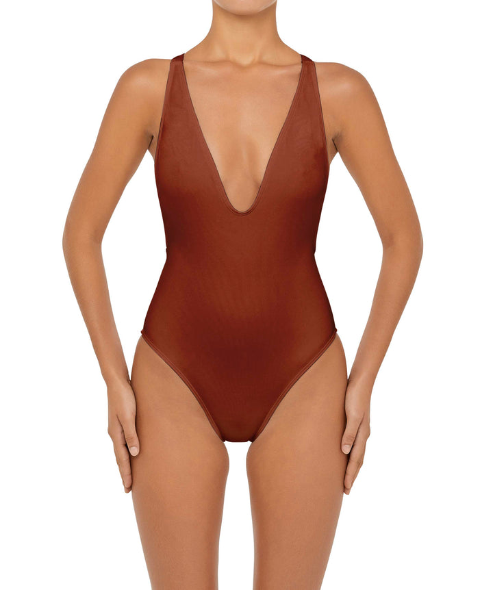 BSWS-S54 Plunge Neck Criss Cross One Piece