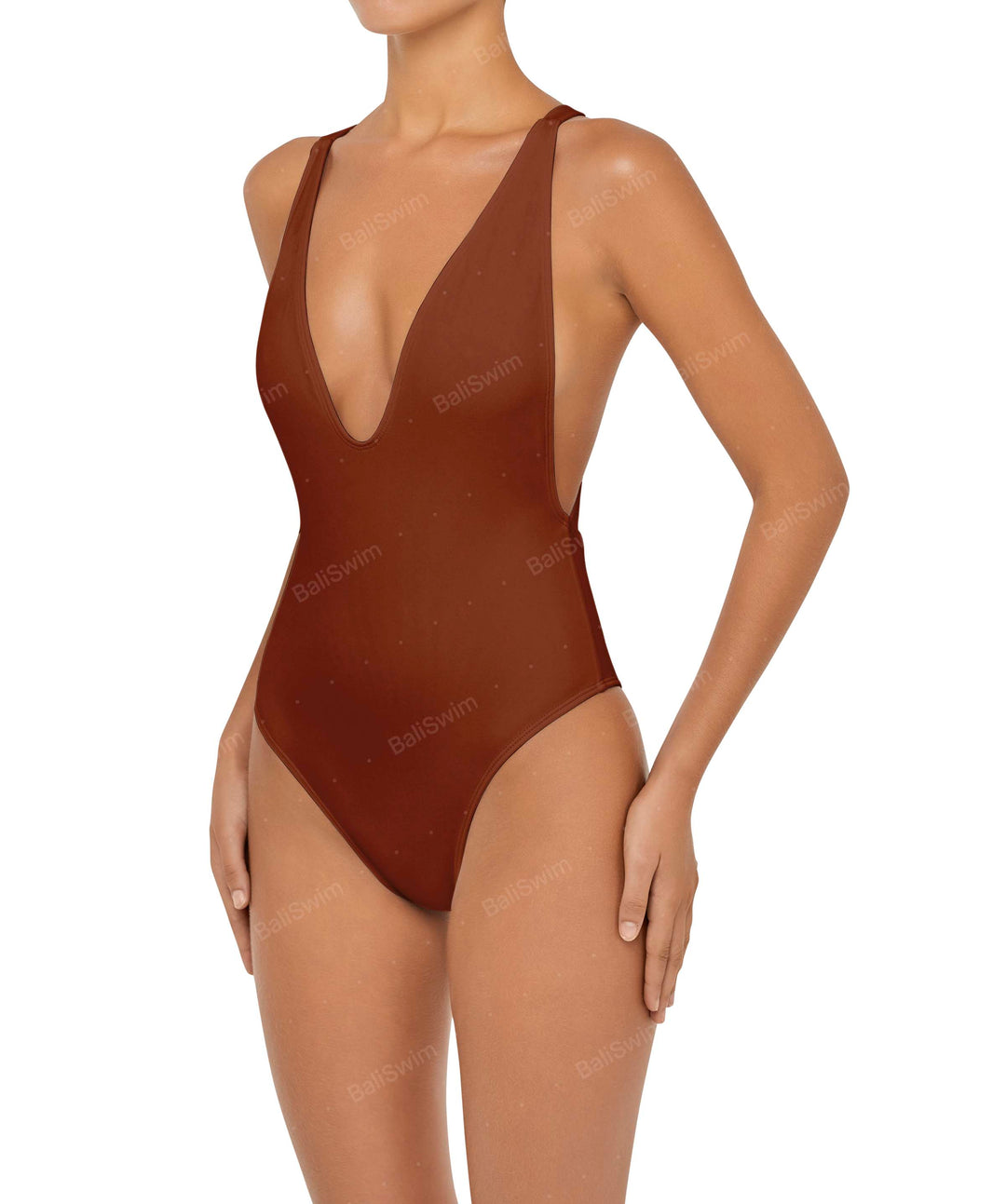 BSWS-S54 Plunge Neck Criss Cross One Piece