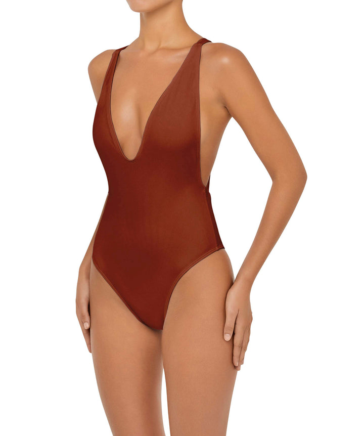 BSWS-S54 Plunge Neck Criss Cross One Piece