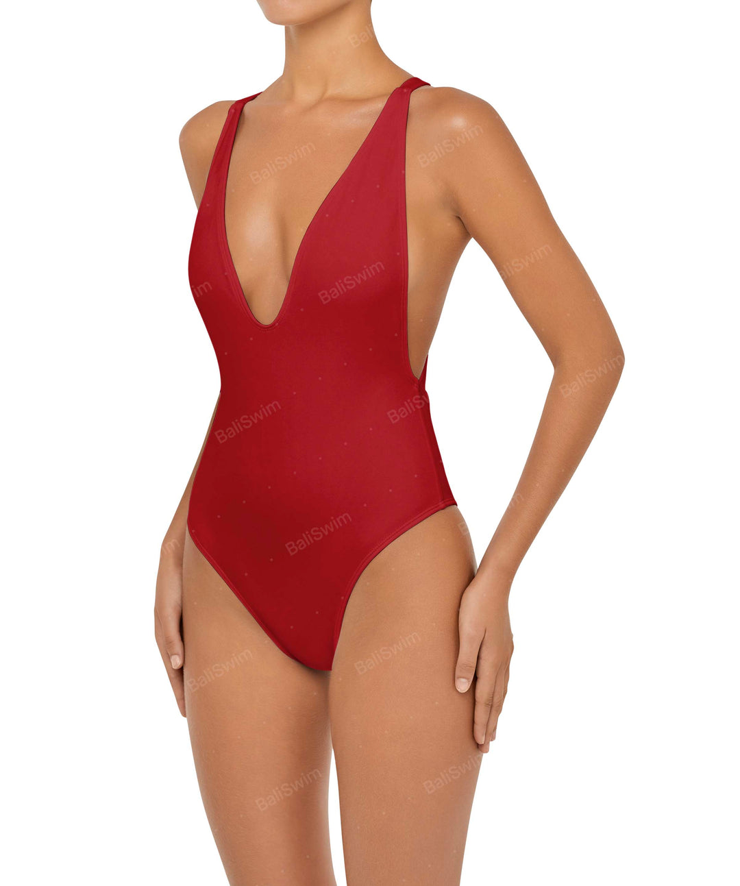 BSWS-S54 Plunge Neck Criss Cross One Piece