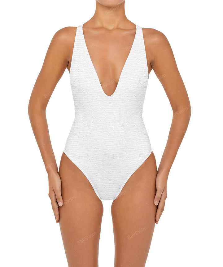 BSWS-S54s Plunge Neck Criss Cross One Piece