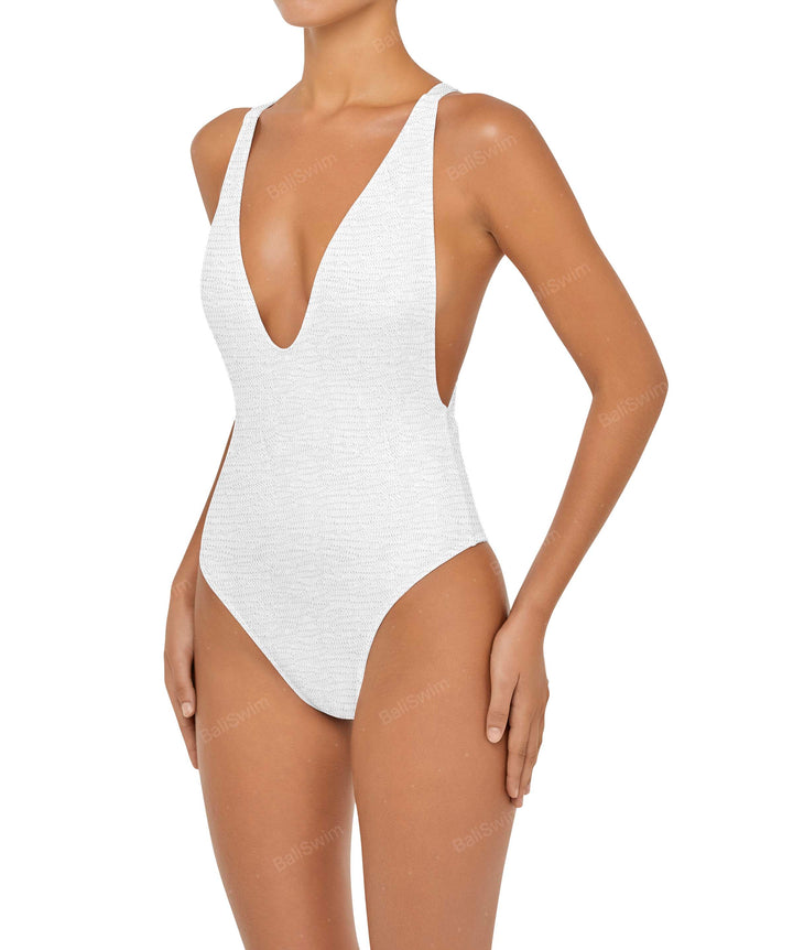 BSWS-S54s Plunge Neck Criss Cross One Piece