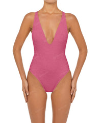 BSWS-S54s Plunge Neck Criss Cross One Piece