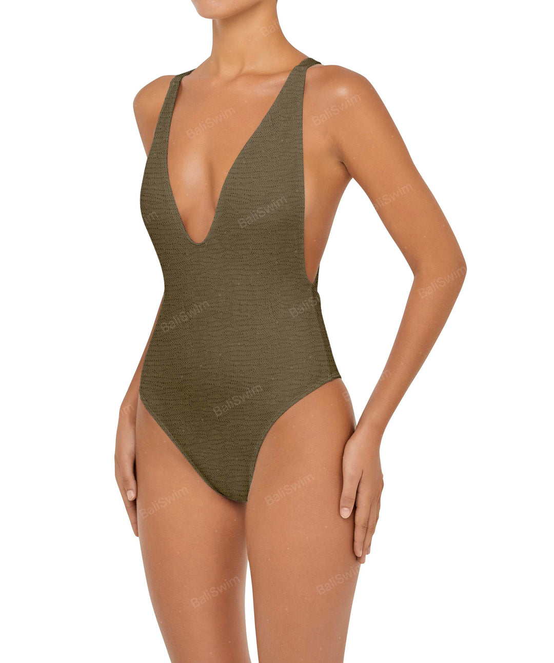 BSWS-S54s Plunge Neck Criss Cross One Piece