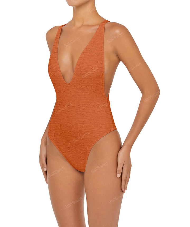 BSWS-S54s Plunge Neck Criss Cross One Piece