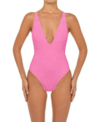 BSWS-S54s Plunge Neck Criss Cross One Piece
