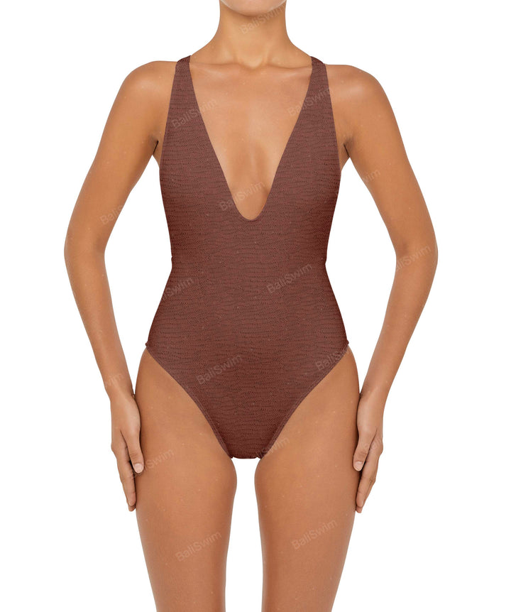 BSWS-S54s Plunge Neck Criss Cross One Piece