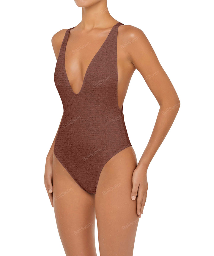 BSWS-S54s Plunge Neck Criss Cross One Piece