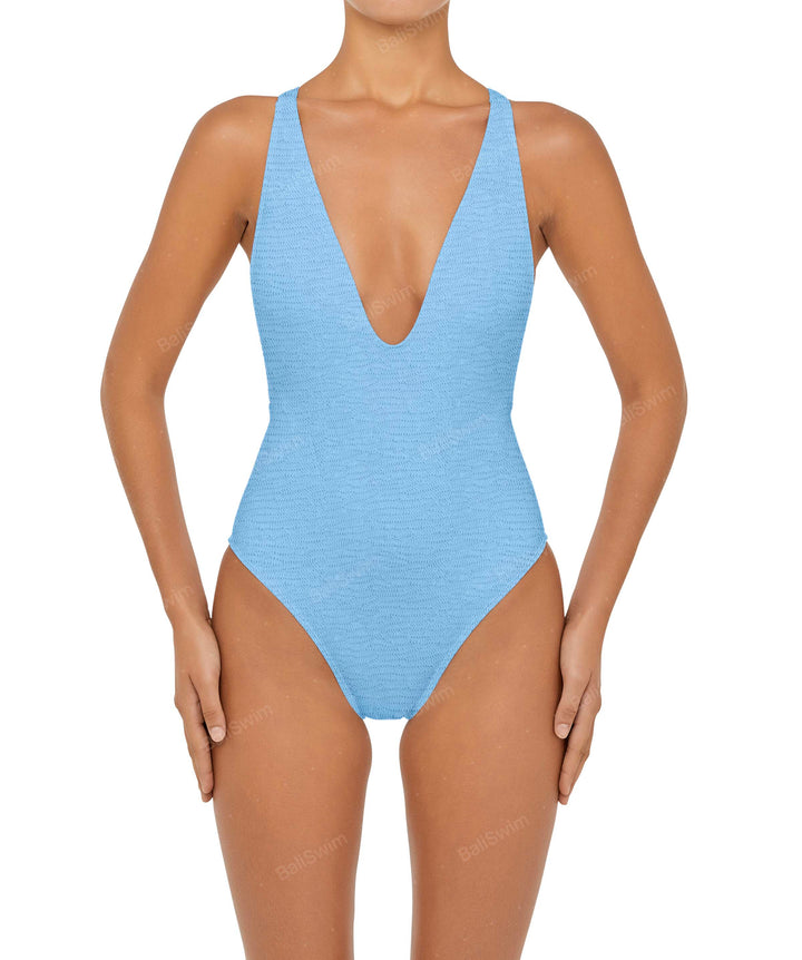 BSWS-S54s Plunge Neck Criss Cross One Piece