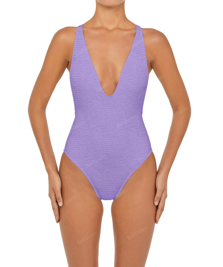 BSWS-S54s Plunge Neck Criss Cross One Piece