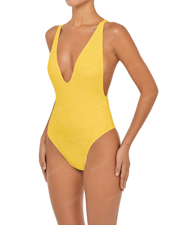 BSWS-S54s Plunge Neck Criss Cross One Piece