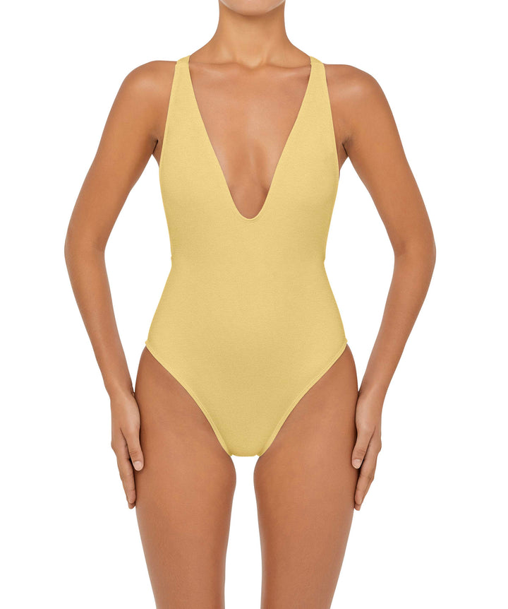 BSWS-S54 Plunge Neck Criss Cross One Piece
