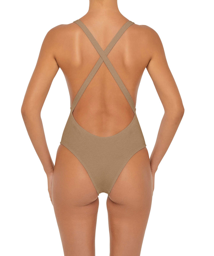 BSWS-S54 Plunge Neck Criss Cross One Piece