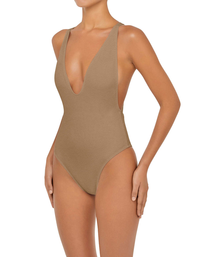 BSWS-S54 Plunge Neck Criss Cross One Piece