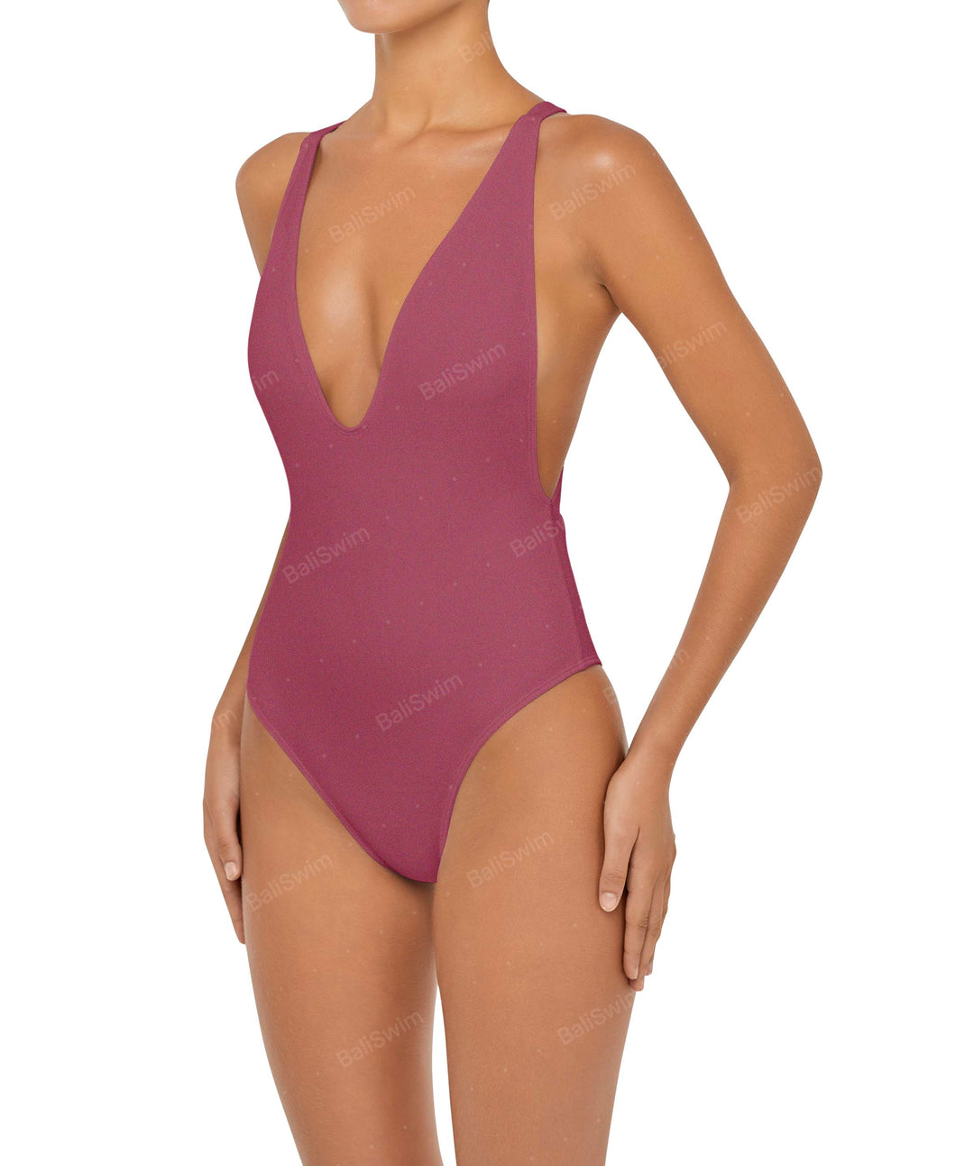 BSWS-S54 Plunge Neck Criss Cross One Piece