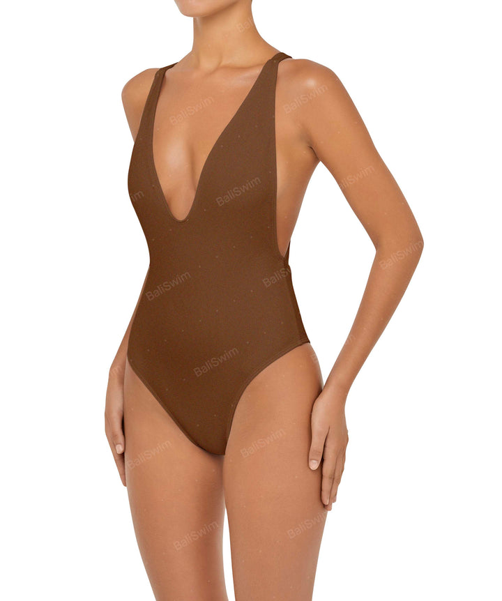 BSWS-S54 Plunge Neck Criss Cross One Piece