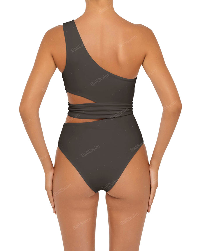 BSWS-S55 Asymmetrical Side Cutout Wrap Around One Piece