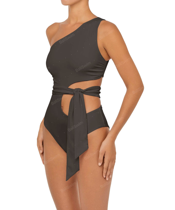 BSWS-S55 Asymmetrical Side Cutout Wrap Around One Piece