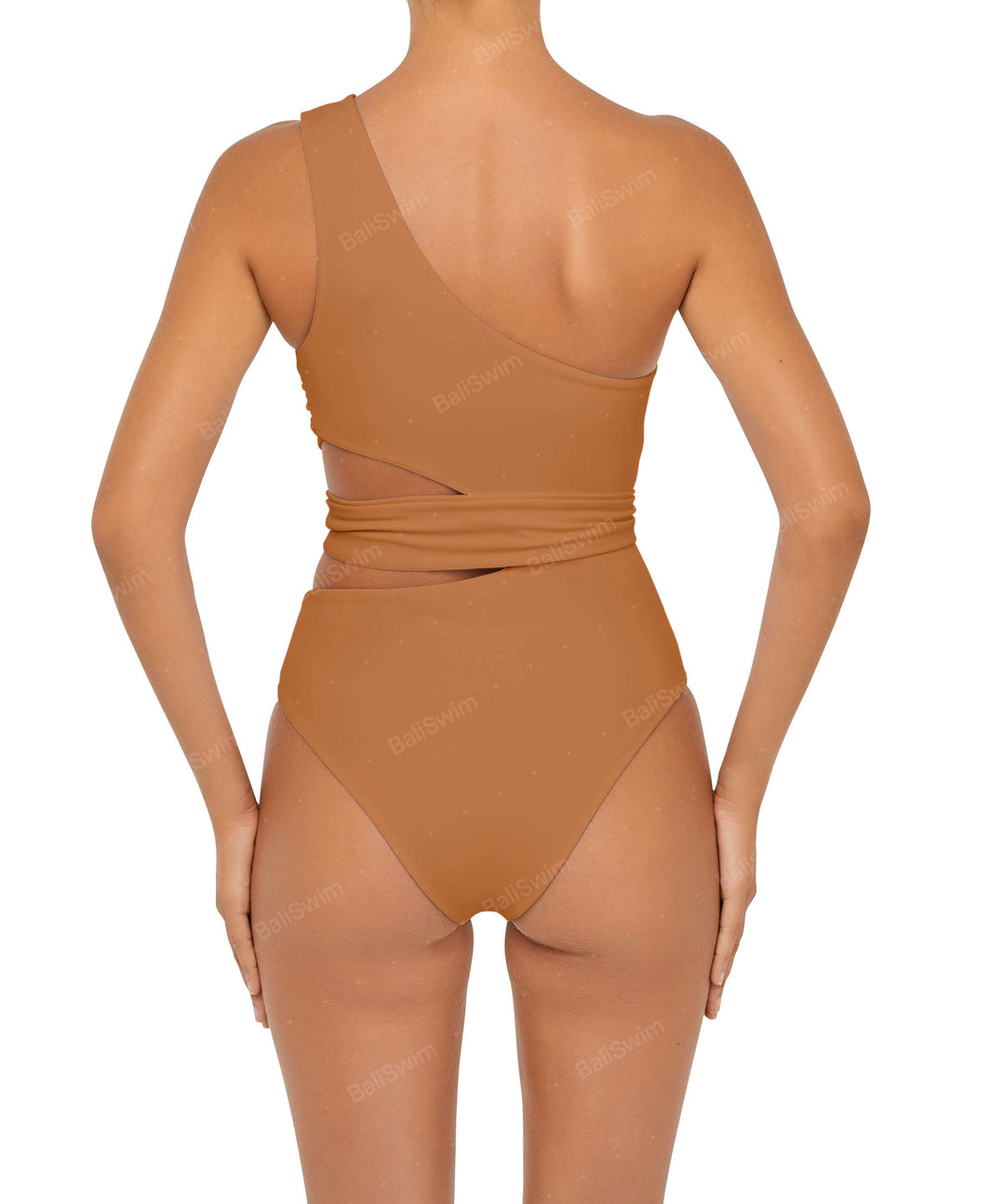 BSWS-S55 Asymmetrical Side Cutout Wrap Around One Piece