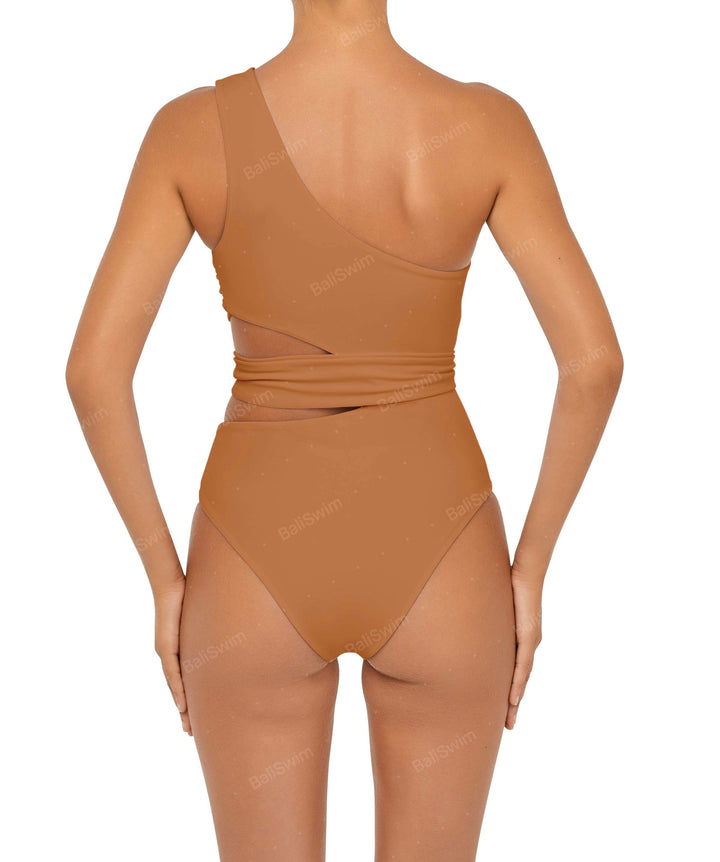 BSWS-S55 Asymmetrical Side Cutout Wrap Around One Piece