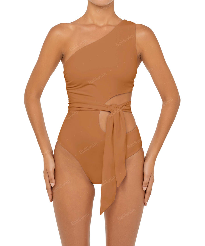 BSWS-S55 Asymmetrical Side Cutout Wrap Around One Piece
