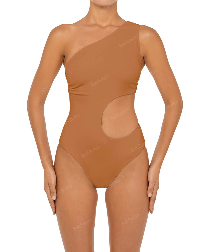 BSWS-S55 Asymmetrical Side Cutout Wrap Around One Piece
