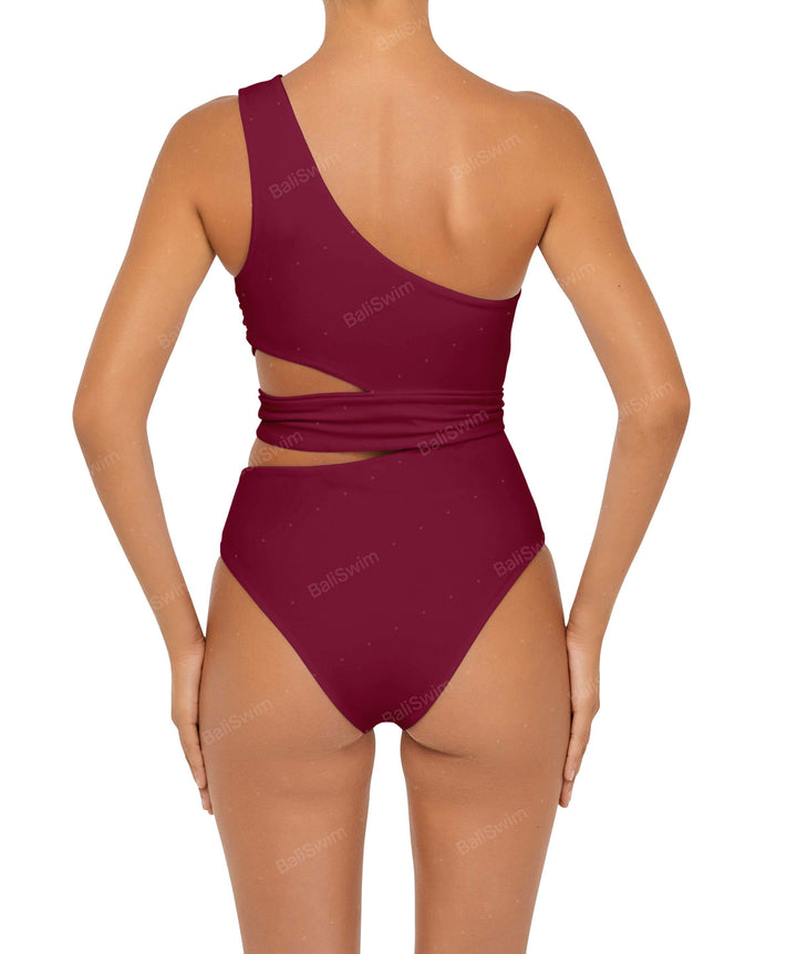 BSWS-S55 Asymmetrical Side Cutout Wrap Around One Piece