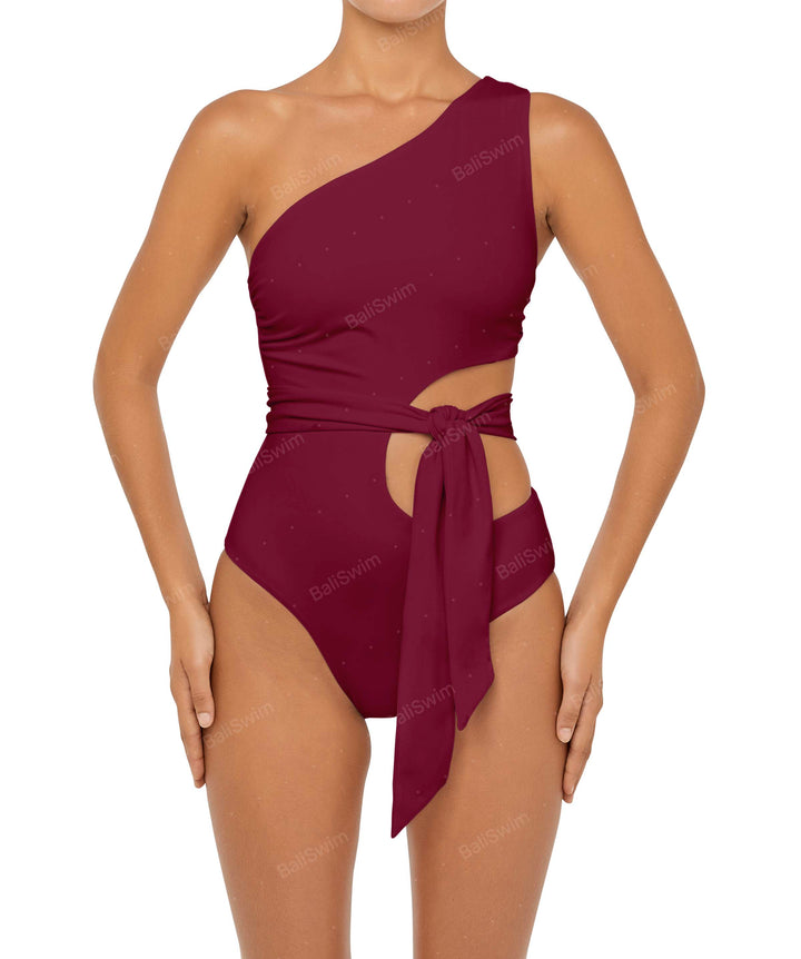 BSWS-S55 Asymmetrical Side Cutout Wrap Around One Piece