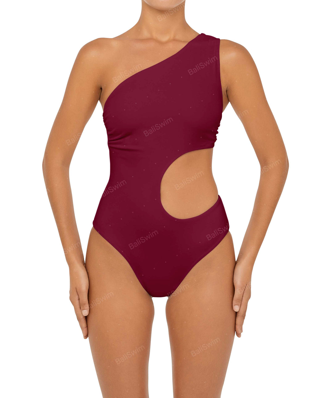 BSWS-S55 Asymmetrical Side Cutout Wrap Around One Piece