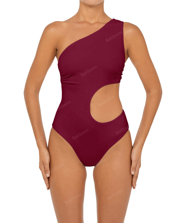 BSWS-S55 Asymmetrical Side Cutout Wrap Around One Piece