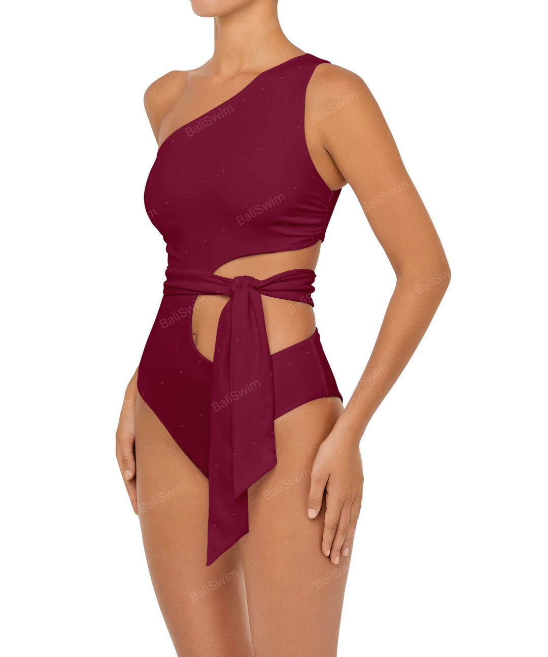 BSWS-S55 Asymmetrical Side Cutout Wrap Around One Piece